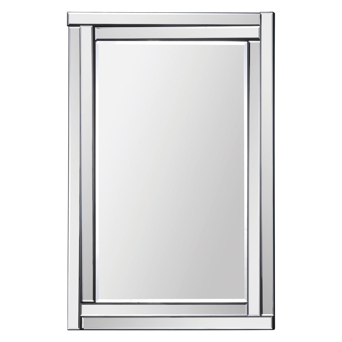 Ava Wall Mirror by Renwil with a sleek chrome frame and rectangular reflective surface.