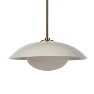 Abbie ceiling light fixture with a cream cracked shade and a spherical glass element