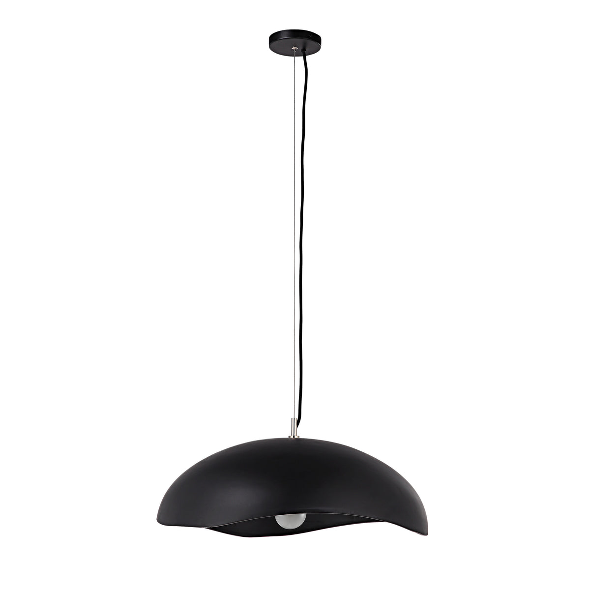Filomena Ceiling Fixture in black, featuring a sleek dome shape and a single bulb.