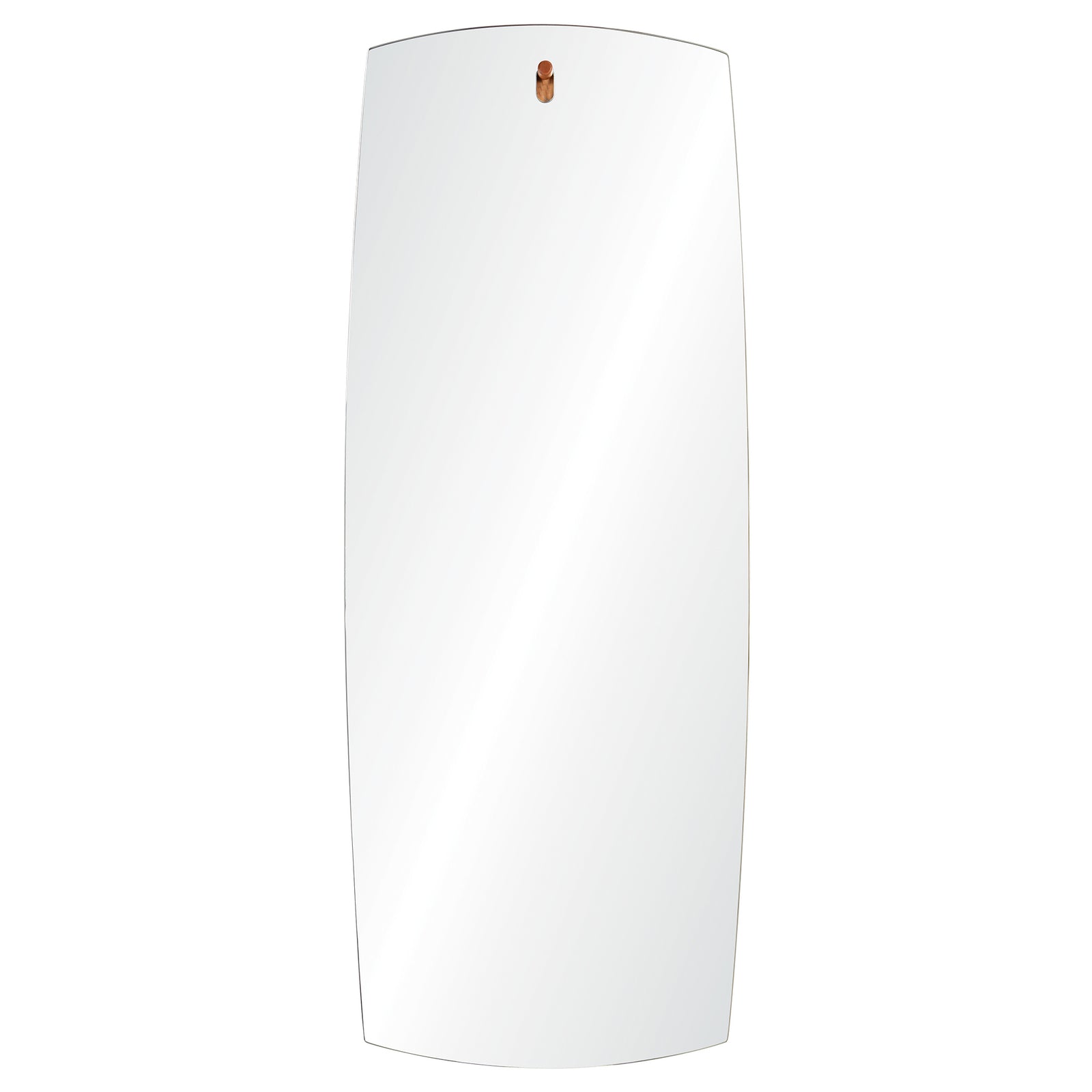 Corbel Wall Mirror with a sleek, curved design and a copper hanging fixture.