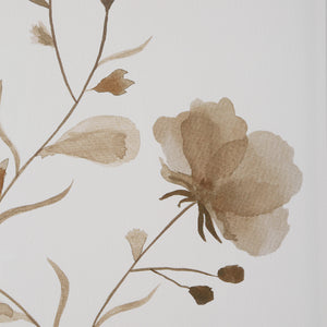 Madalena wall art close-up of a floral design in beige watercolor on white background.