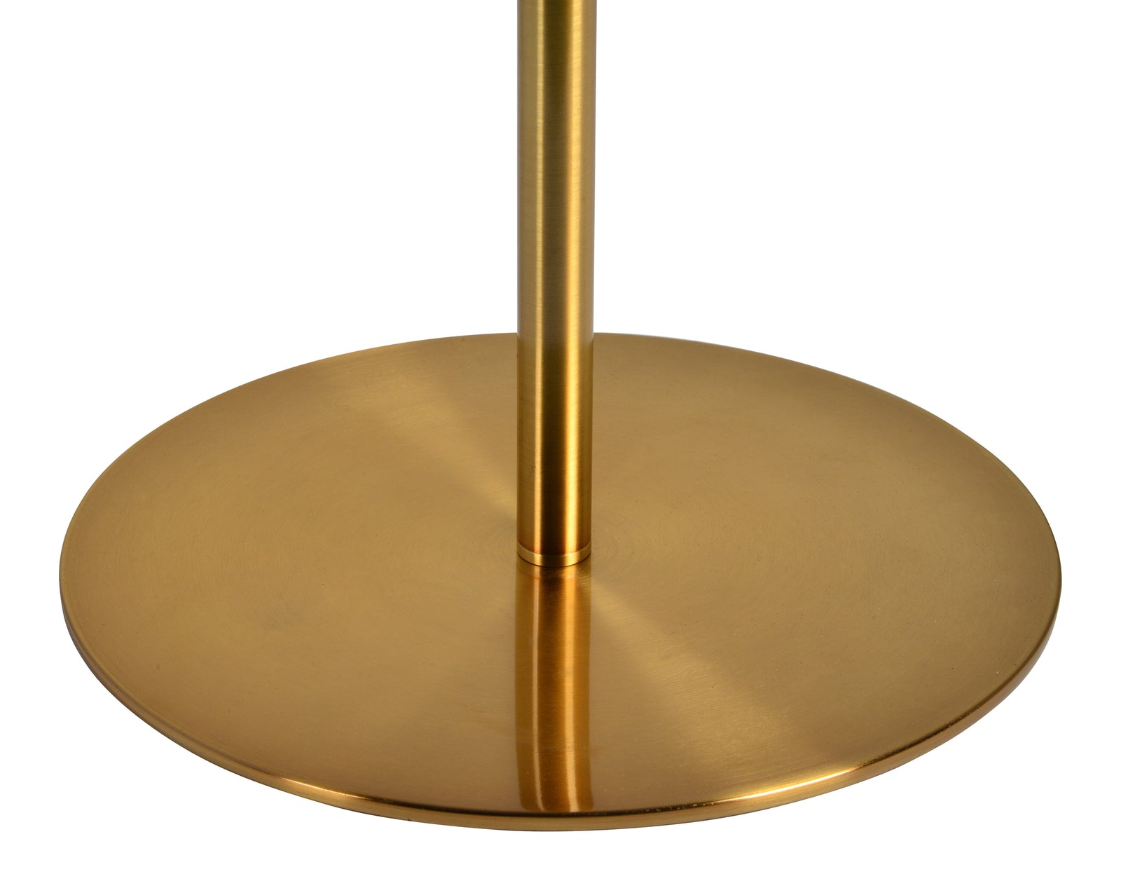 Radison Floor Lamp with a white fabric shade and gold metal base, standing upright.