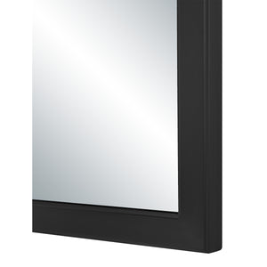 Close-up of Elvas mirror's black frame and reflective surface.