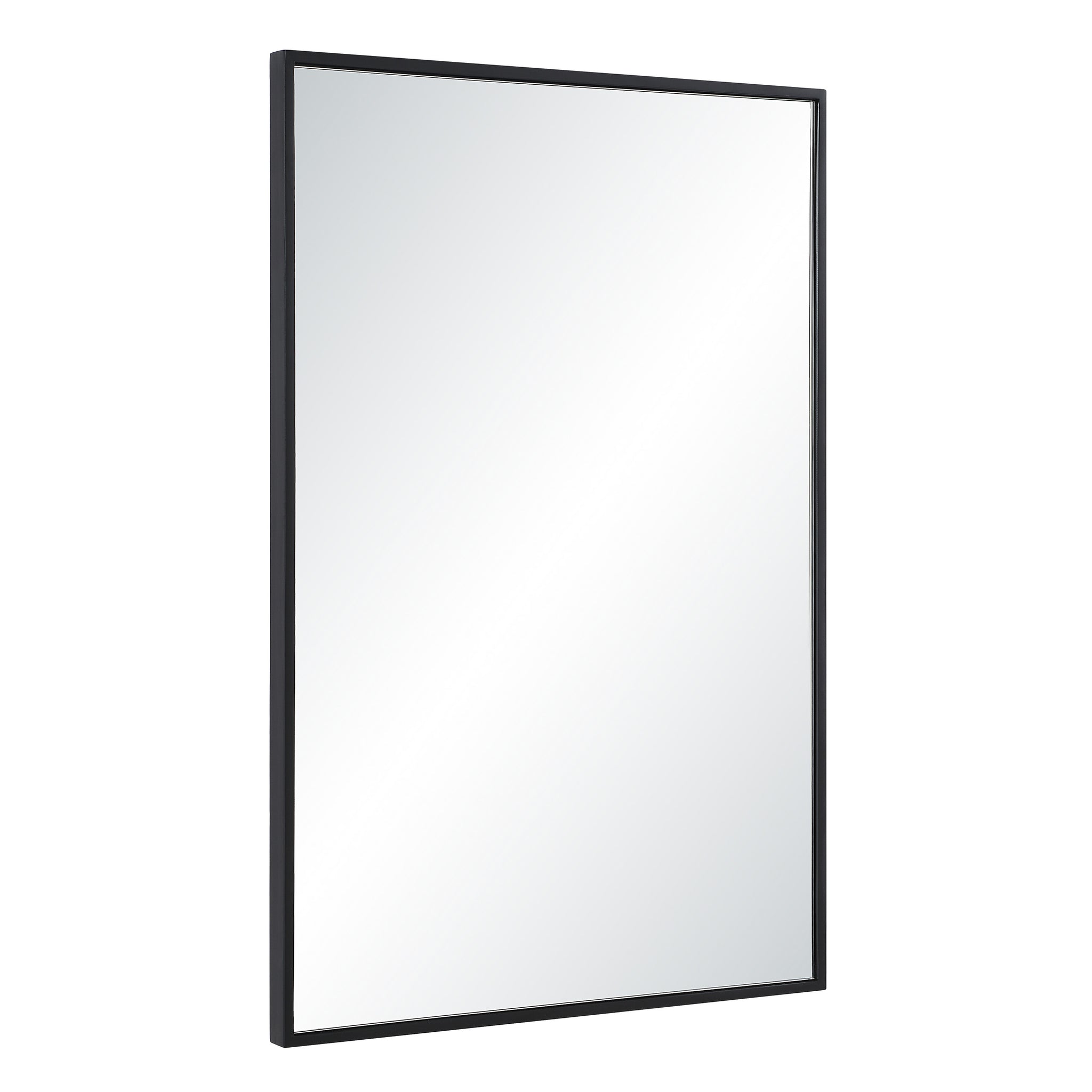 Agata mirror featuring a black frame, angled view showcasing its reflective surface.