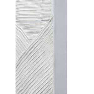 Skylab canvas art featuring textured white and light blue patterns with layered lines and geometric shapes.