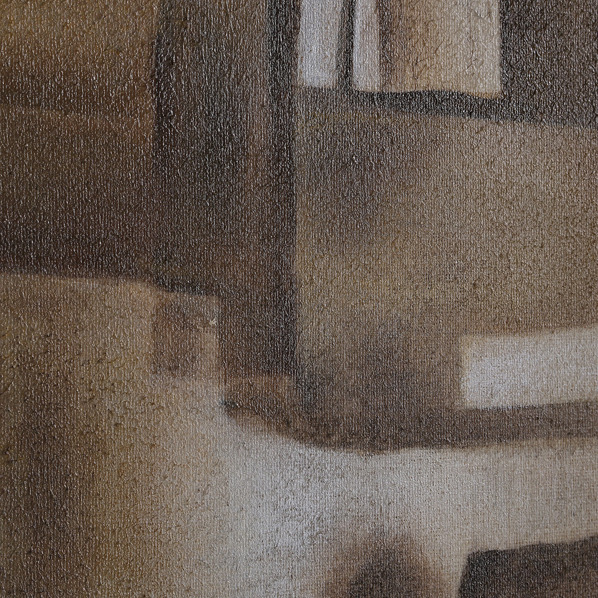 Close-up of Iberis canvas art, highlighting textured abstract shapes in brown hues.