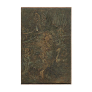 Beatrix canvas art featuring a textured abstract design in earthy tones of green and brown.