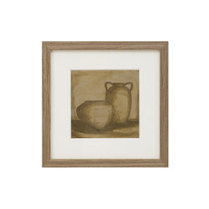 Vetro Canvas Art featuring two vases in a brown frame, showcasing earthy tones.