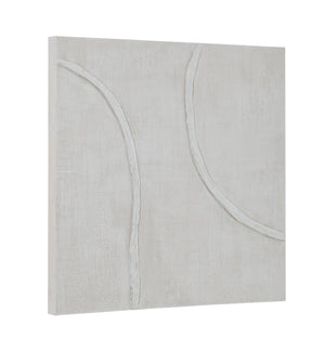 Cellier wall art featuring textured white lines on a light beige background