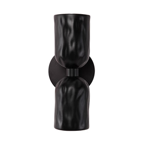 Alessia wall sconce in black, showcasing a unique double-bell shape and smooth finish.
