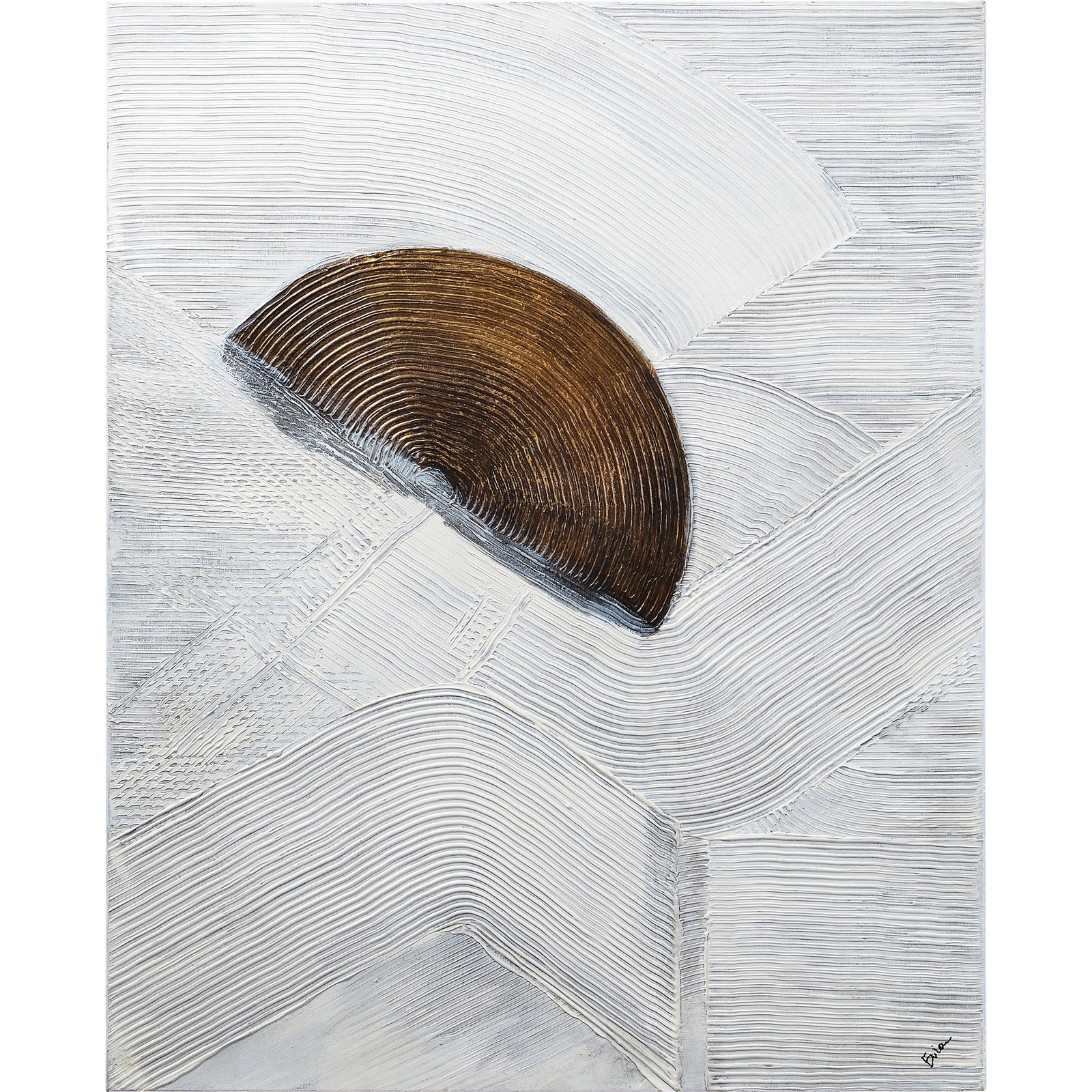 Skylab canvas art featuring a textured brown half-circle on a white background.