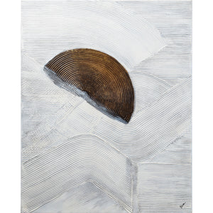 Skylab canvas art featuring a textured brown half-circle on a white background.