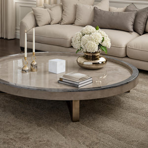 Relica by Renwil white marble cube on a coffee table with decor