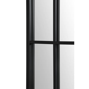 Close-up of Atkinson Full Length Mirror's black frame and grid design