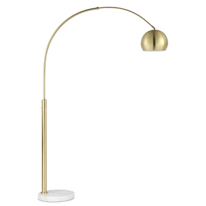 Daleela floor lamp showcasing a gold dome shade and sleek marble base, side view.