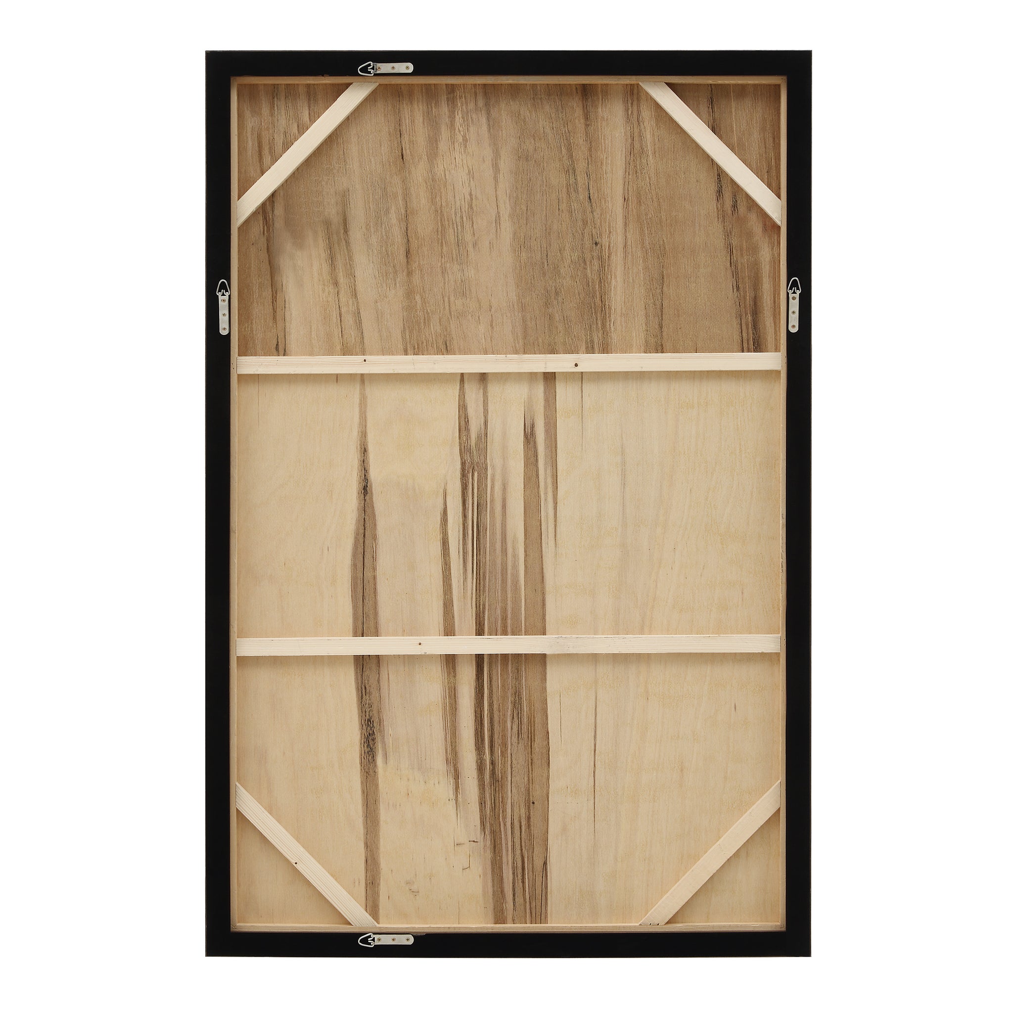 Back view of Sediment canvas art, showing the wooden frame and support structure.
