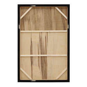 Back view of Sediment canvas art, showing the wooden frame and support structure.
