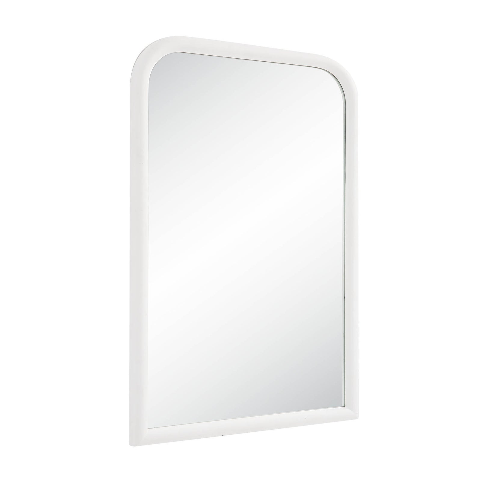 Colima Wall Mirror with a smooth white frame and a rectangular shape, front view.