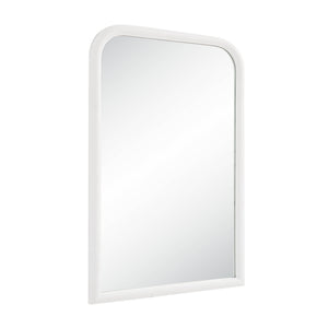 Colima Wall Mirror angled view showcasing a white frame and reflective surface.