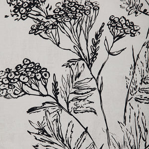 Basset canvas art with detailed black floral illustrations on a light background