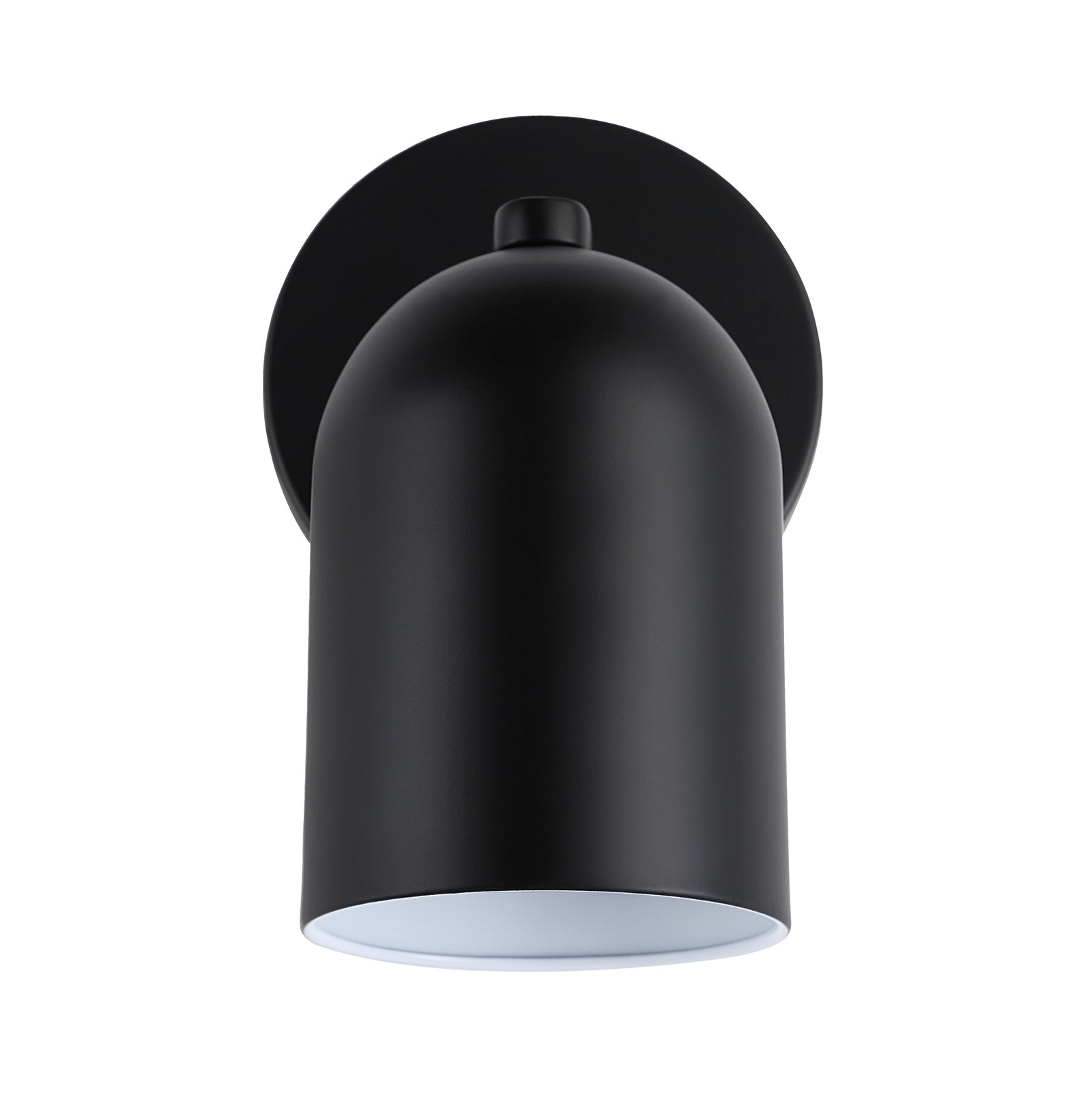 Valonia Wall Sconce in black with a rounded shade and white interior