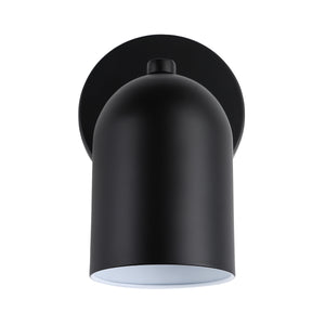 Valonia Wall Sconce in black with a rounded shade and white interior