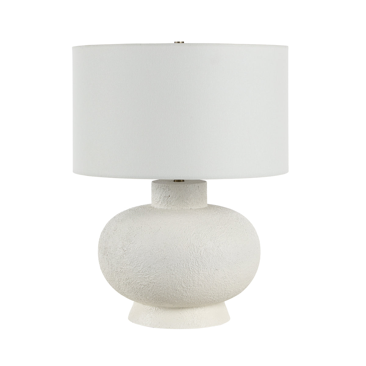 Mallow Table Lamp by Renwil with a textured white base and a white fabric shade.
