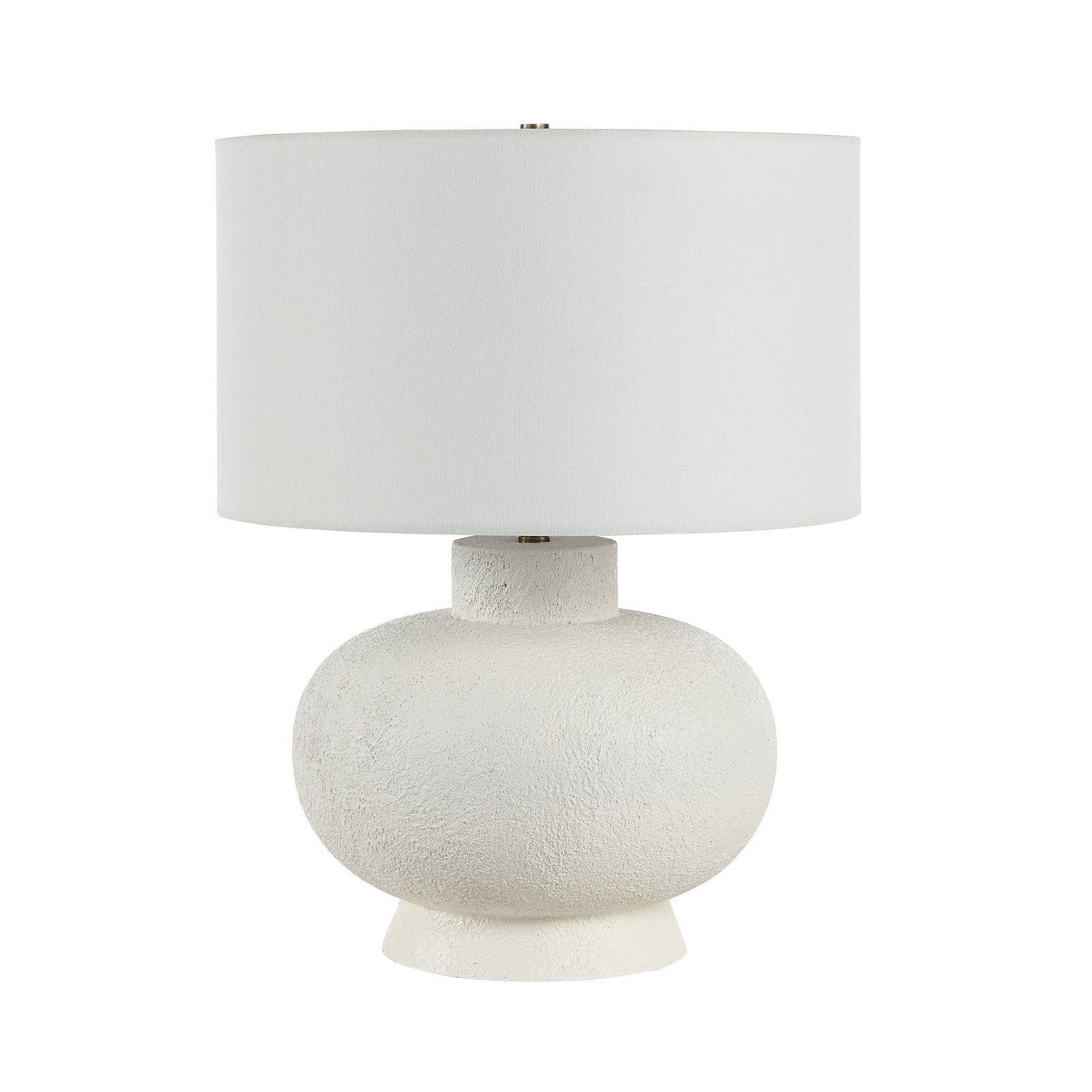Mallow Table Lamp by Renwil with a textured white base and a white fabric shade.