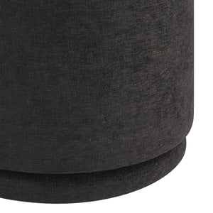 Hevea stool featuring a dark gray fabric texture, cylindrical design with a seamless finish.