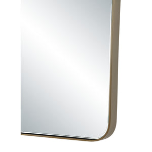 Close-up of Mily mirror edge highlighting its smooth, rounded corners and sleek finish.