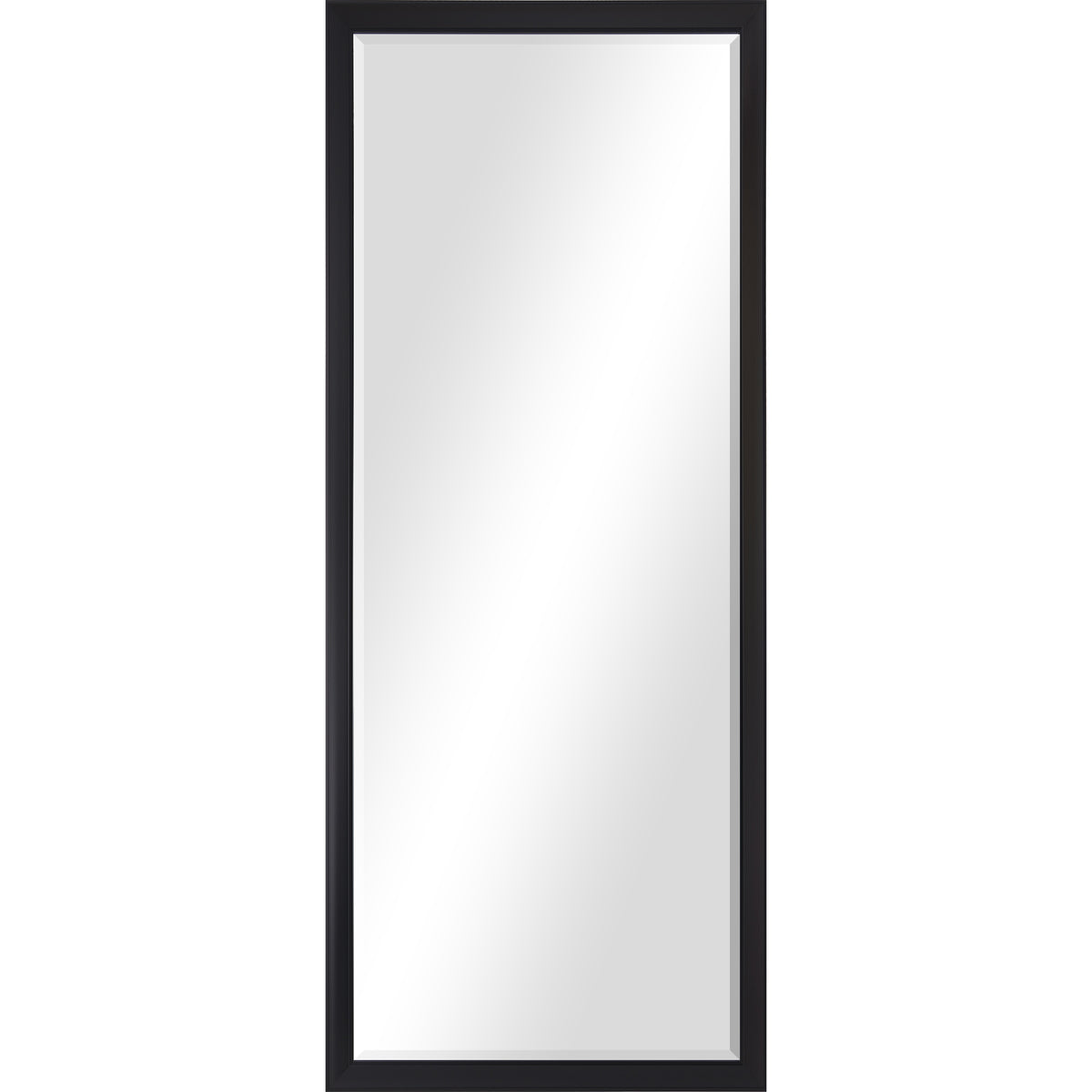 Delacorte Wall Mirror with a sleek black frame, showcasing a reflective surface.