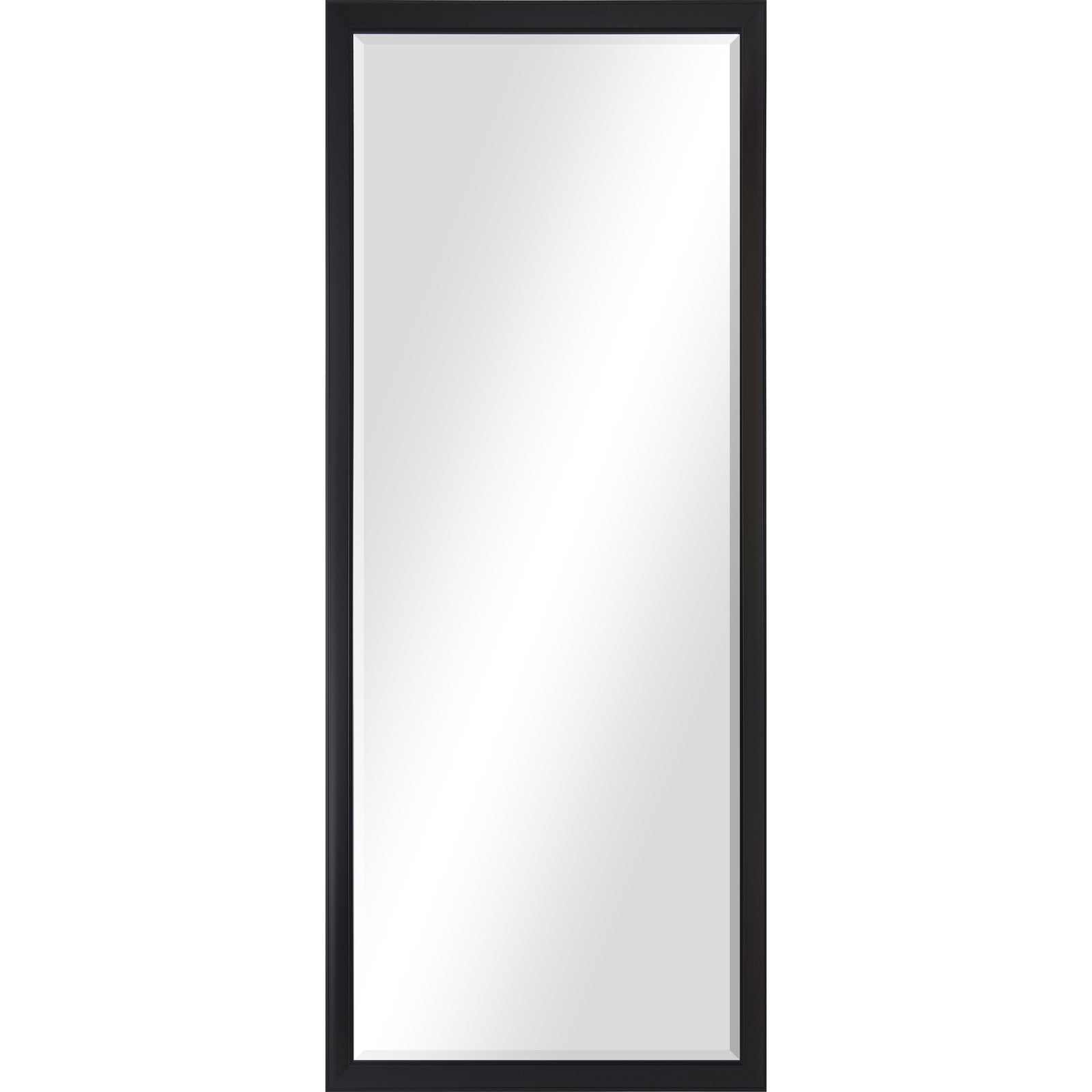 Delacorte Wall Mirror with a sleek black frame, showcasing a reflective surface.