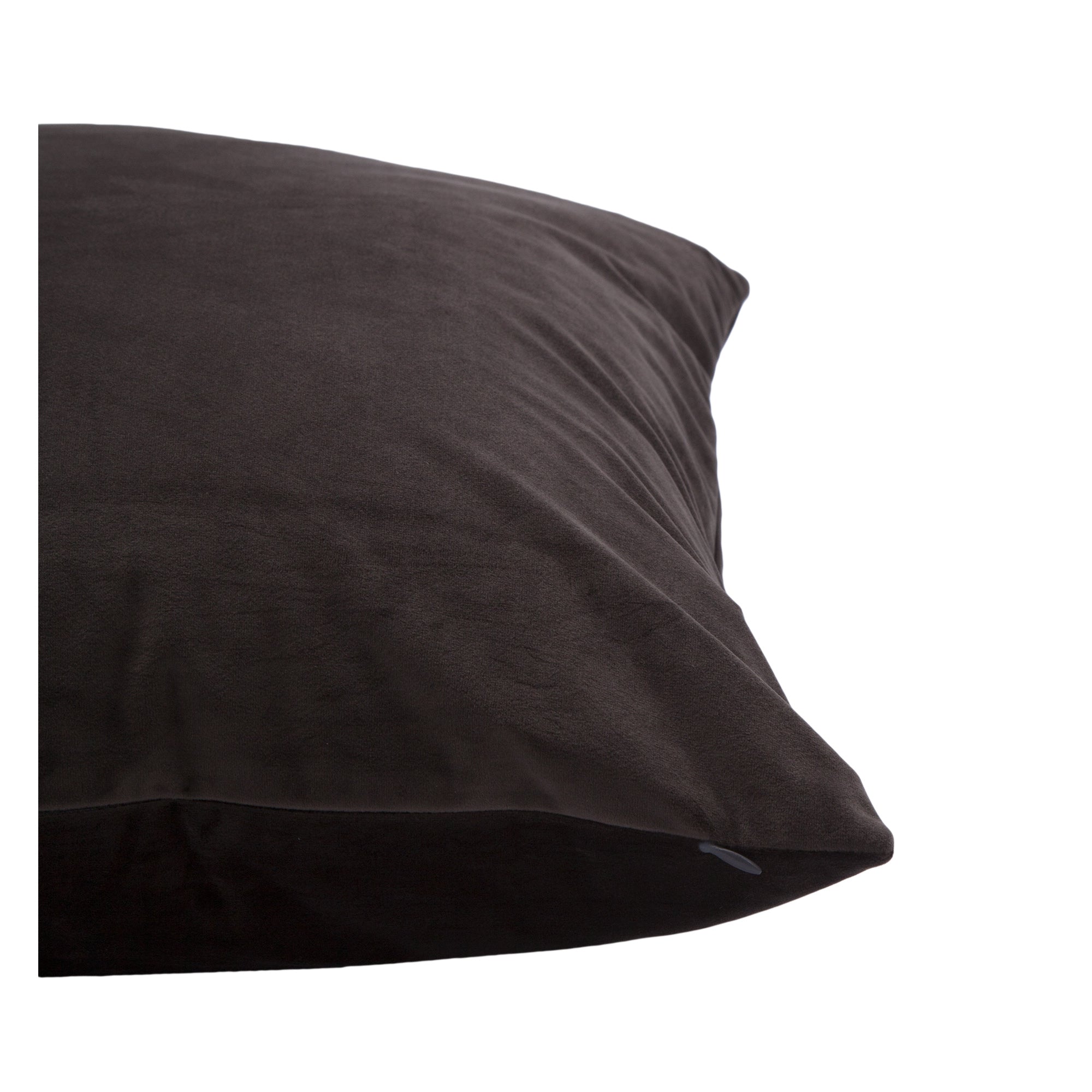 Chestnut Indoor Pillow in dark brown velvet, side view highlighting the texture.