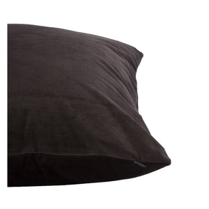 Chestnut Indoor Pillow in dark brown velvet, side view highlighting the texture.