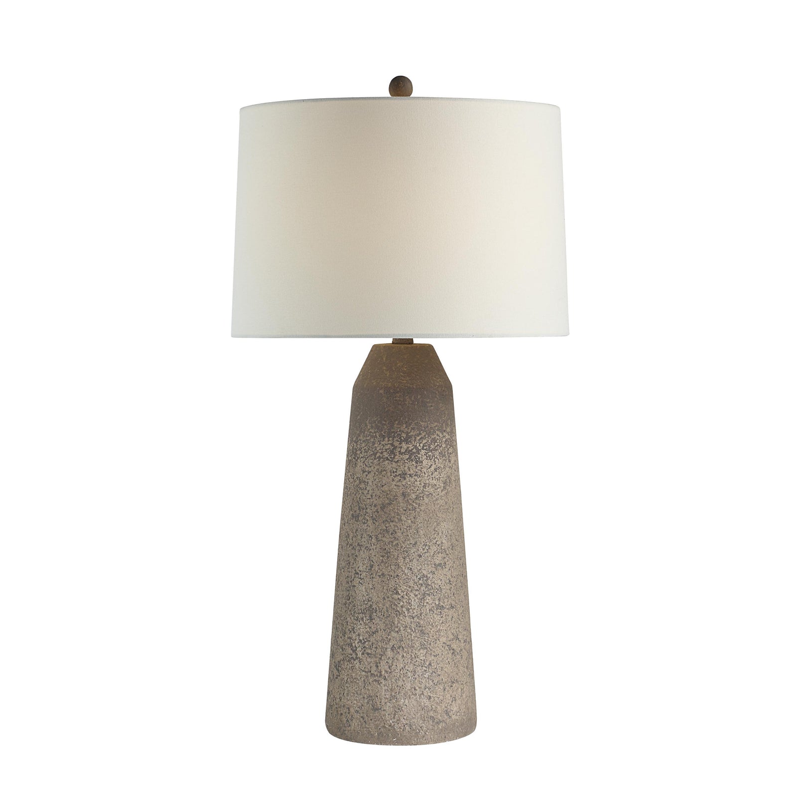 Limon Table Lamp by Renwil, featuring a textured brown base and white fabric shade.