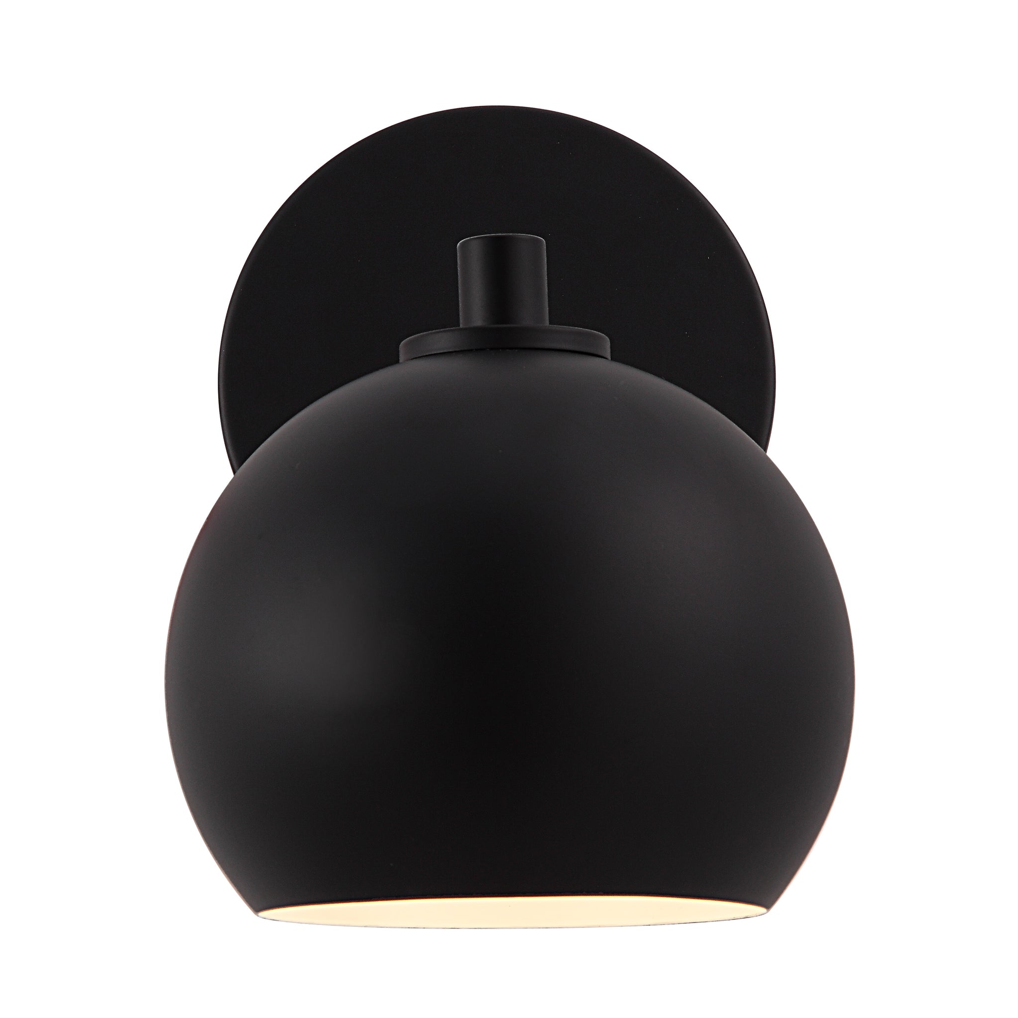 Atia Wall Sconce viewed from below, highlighting the matte black finish