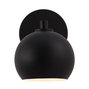 Atia Wall Sconce viewed from below, highlighting the matte black finish