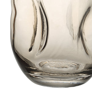 Tawny Glass Vase by Renwil, close-up view, textured detailing, soft tawny color, glossy finish.