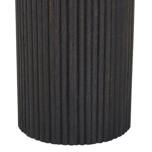 Alessio accent table dark wood base with vertical ribbed texture