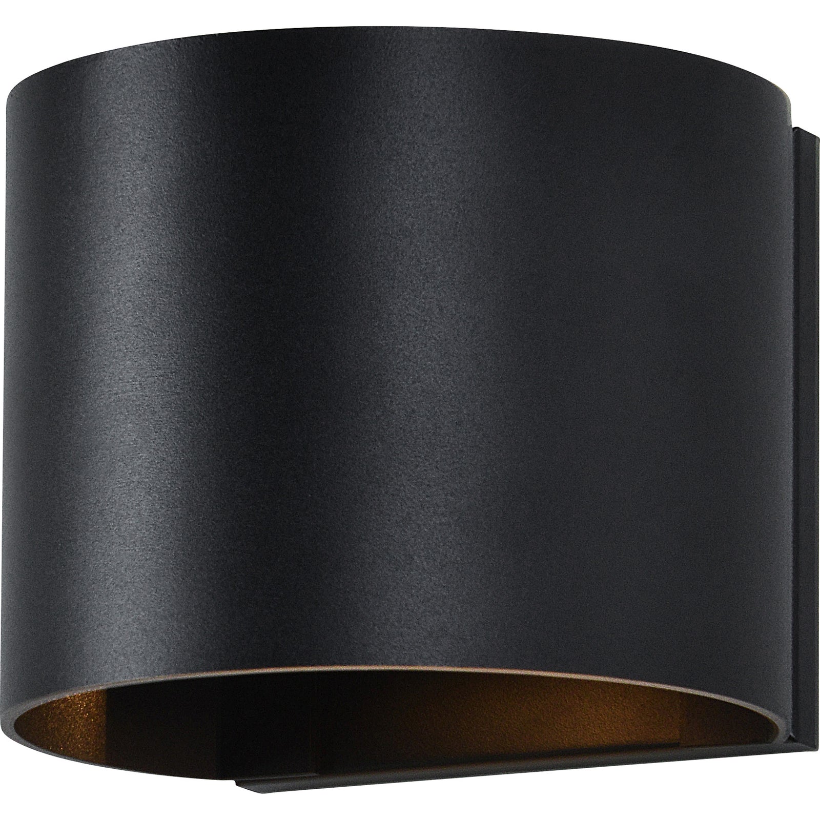Lark Wall Sconce in matte black finish, cylindrical design with smooth surface.