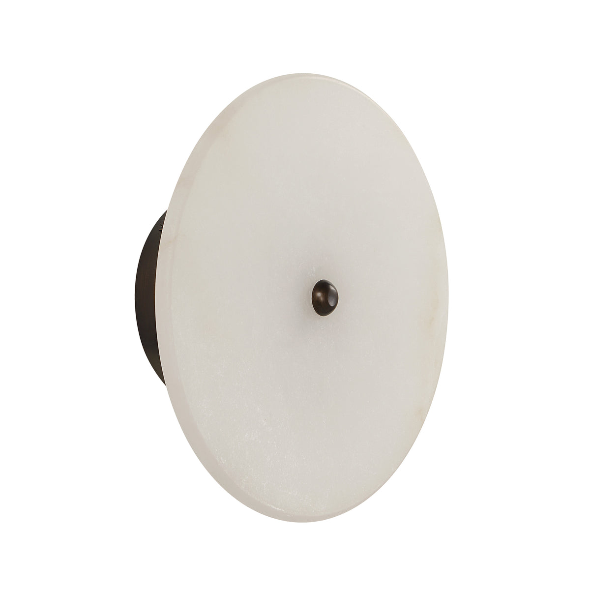 Lorenzo Wall Sconce with round white alabaster shade and dark bronze base