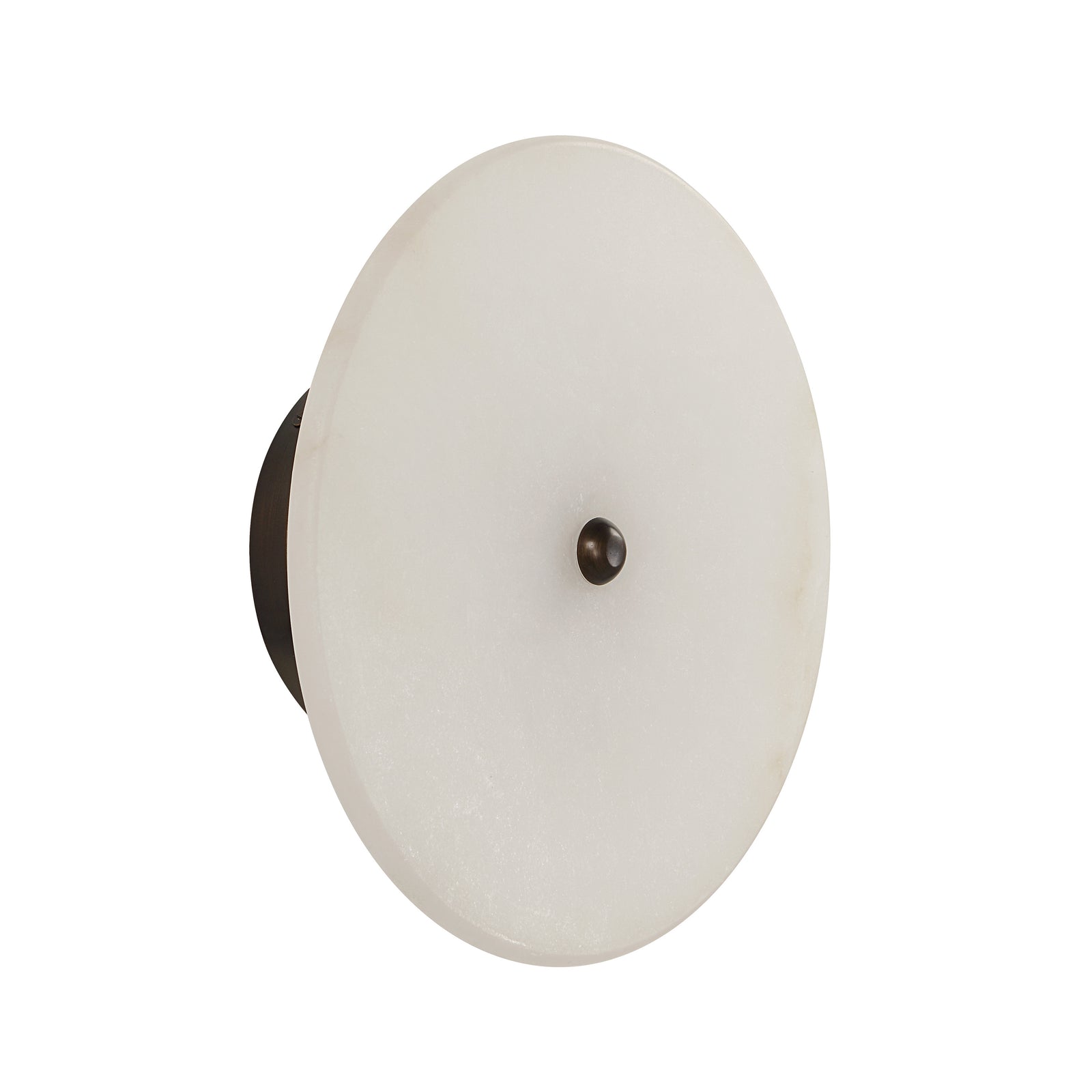 Lorenzo Wall Sconce with round white alabaster shade and dark bronze base