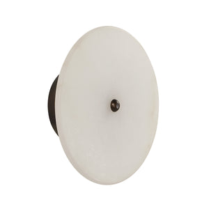 Lorenzo Wall Sconce with round white alabaster shade and dark bronze base
