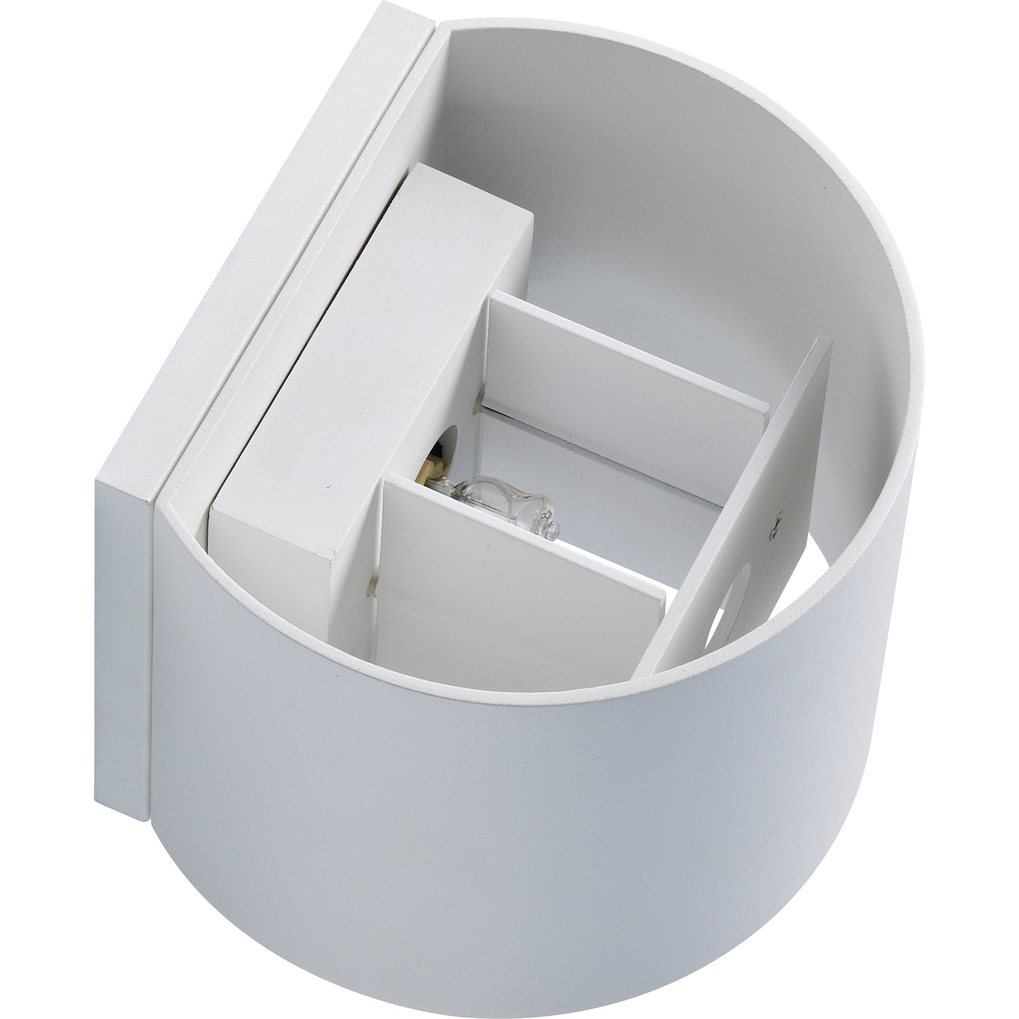 Zak Wall Sconce by Renwil, white circular design with internal light fixture.