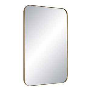 Vesey Wall Mirror viewed at an angle, featuring a sleek gold border.
