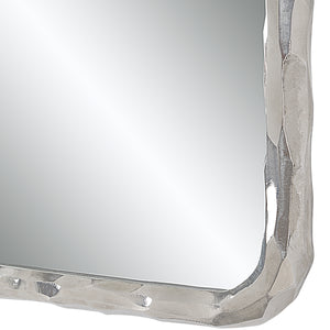 Close-up of Pollonia mirror by Renwil highlighting the textured silver frame