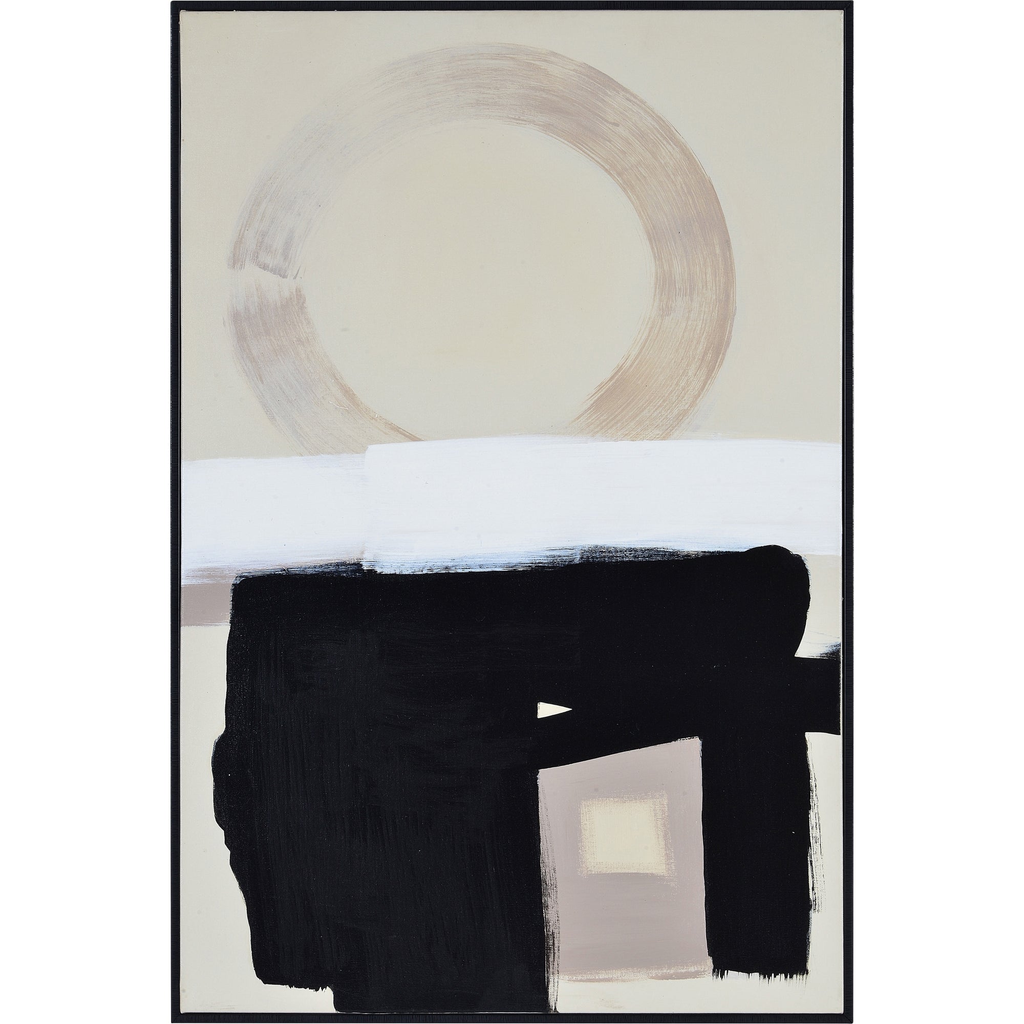 Telesto Canvas Art featuring abstract design with beige, black, and white colors.