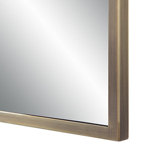 Close-up of Cider Wall Mirror's silver frame, highlighting its smooth finish and clean lines.