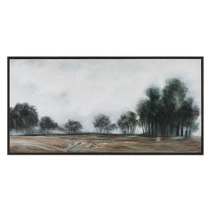 Westside canvas art featuring a serene landscape with trees and muted colors.