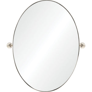 Azalea Wall Mirror with a sleek oval design and polished silver frame